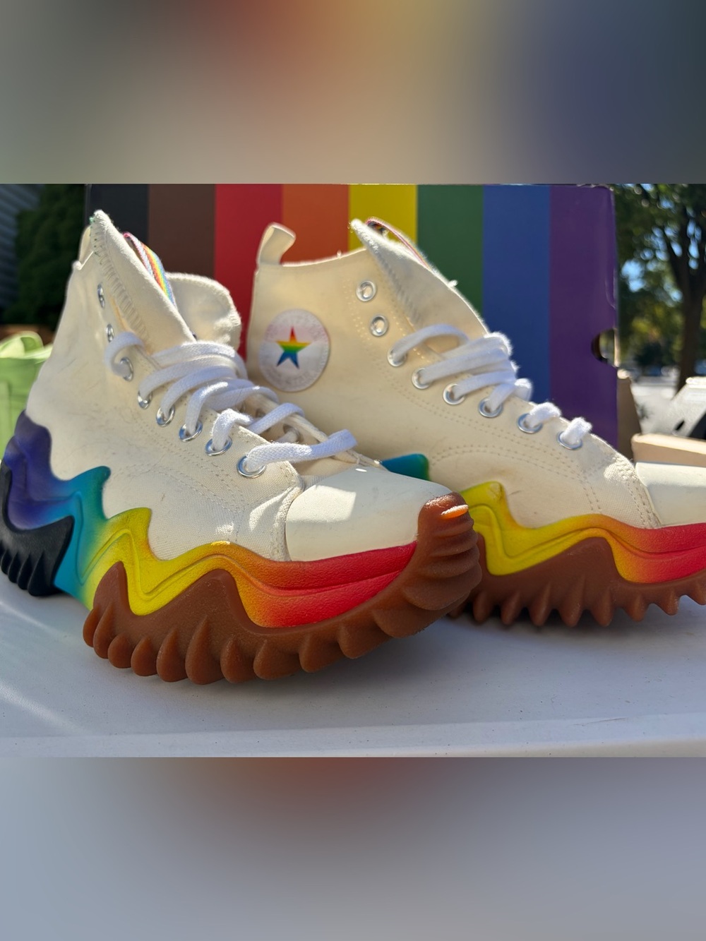 Converse Run Star Motion Pride Rainbow Hi-Top, Unisex, M 8.5, W 10
